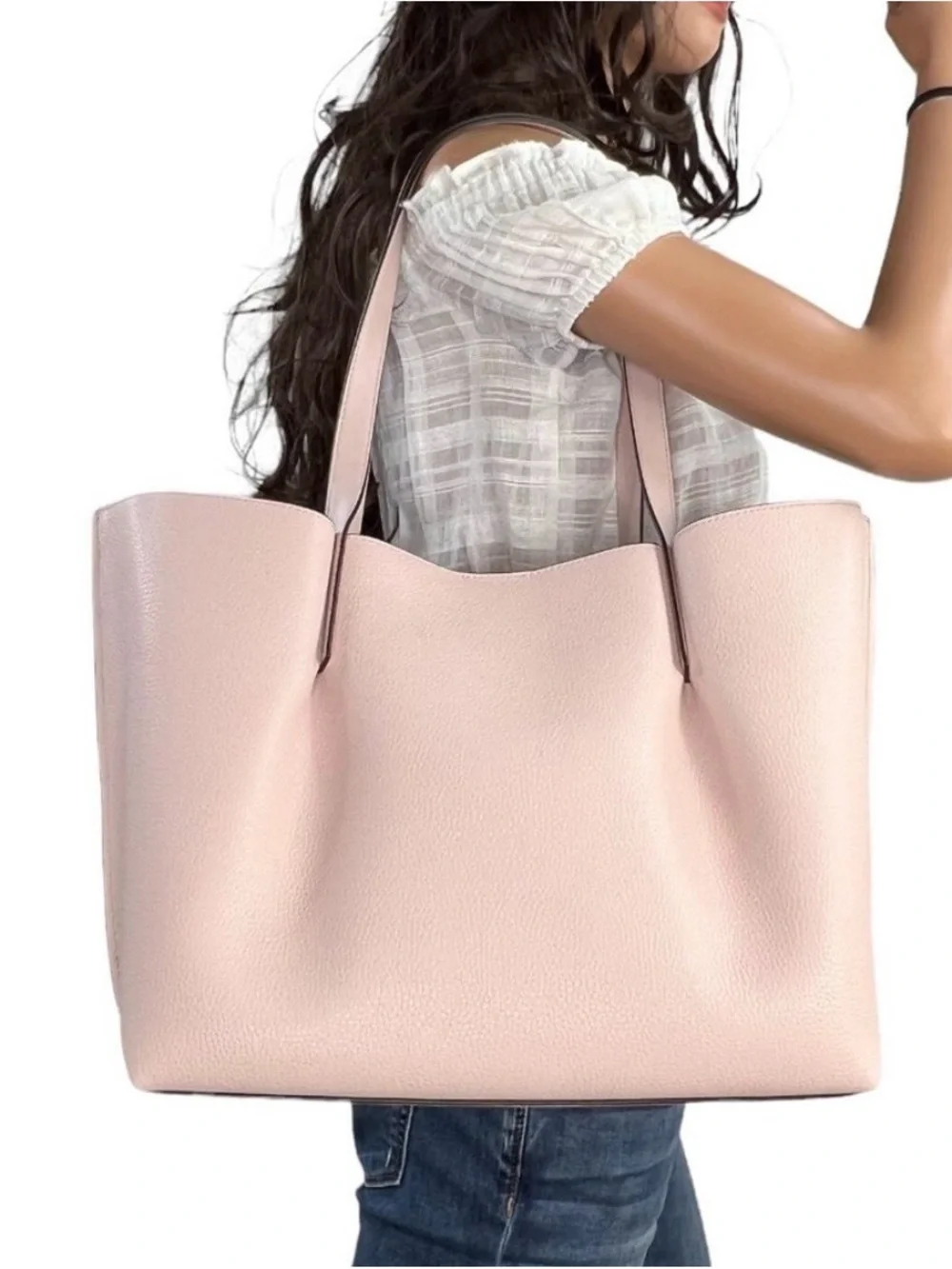 Michael Kors Emilia Large Pebbled Leather Tote in Power Blush.